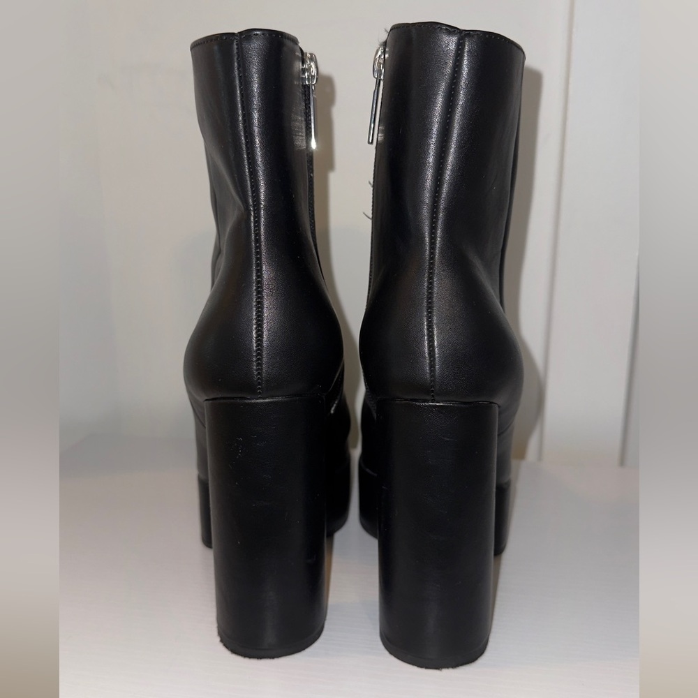Zara Black Platform Block Heel Ankle Boots - Picture 7 of 10